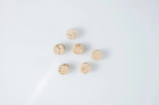 Six cork glass whiteboard magnets