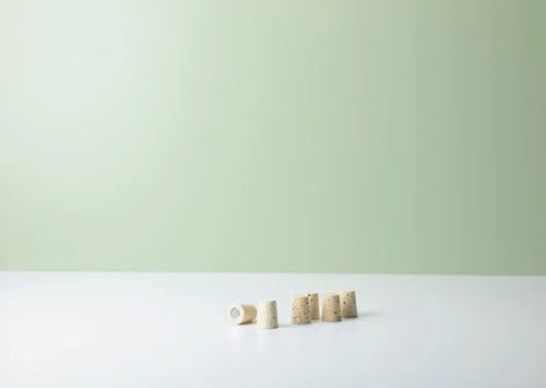 Small cork magnets on table